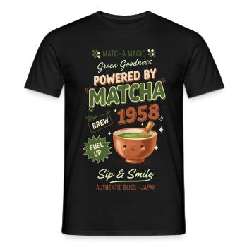 Powered By Matcha 1958 Matcha Magic Green Tea - Männer T-Shirt - Schwarz - Vorne - AI Model Male 178 light (178cm)