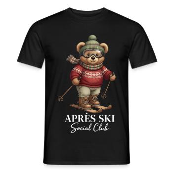 Après Ski Social Club Ski Teddy Bear - Men's T-Shirt - black - Front - AI Model Male 178 light (178cm)
