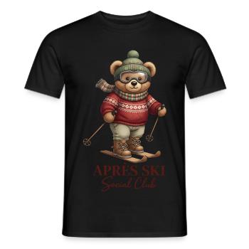 Après Ski Social Club Retro Bear Skiing - T-shirt homme - noir - Devant - AI Model Male 178 light (178cm)