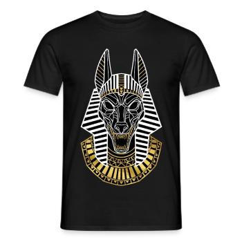 Egyptian Anubis Mask Gold and White Divine Totem - Men's T-Shirt - black - Front - AI Model Male 178 light (178cm)