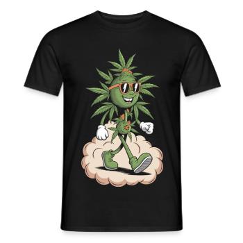 Cannabis Weed T-Shirt mit Sonnenbrille - Männer T-Shirt - Schwarz - Vorne - AI Model Male 178 light (178cm)