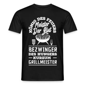 König Des Feuers Kurzum Grillmeister Lustig BBQ - Männer T-Shirt - Schwarz - Vorne - AI Model Male 178 light (178cm)