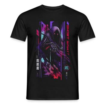 Geister-Neon-Cyberpunk – Halloween - Männer T-Shirt - Schwarz - Vorne - AI Model Male 178 light (178cm)