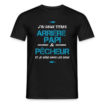 Arrière grand père papi papy pêcheur cadeau - T-shirt homme - noir - Devant - AI Model Male 178 light (178cm)