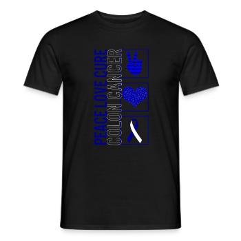 Peace Love Cure Darmkrebs T-Shirt - Männer T-Shirt - Schwarz - Vorne - AI Model Male 178 light (178cm)