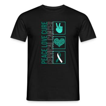 Peace Love Cure Cervical Cancer T Shirt - Men's T-Shirt - black - Front - AI Model Male 178 light (178cm)