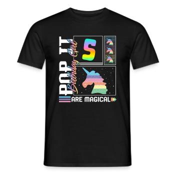 5ème anniversaire Fille Licorne Mignon Tee, Pop Anniversaire - T-shirt homme - noir - Devant - AI Model Male 178 light (178cm)