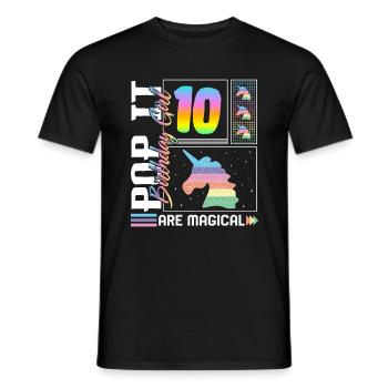 10ème anniversaire Fille Licorne Mignon Tee, Pop Anniversaire - T-shirt homme - noir - Devant - AI Model Male 178 light (178cm)