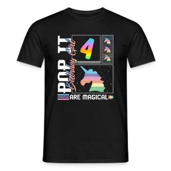 4ème anniversaire Fille Licorne Mignon Tee, Pop Anniversaire - T-shirt homme - noir - Devant - AI Model Male 178 light (178cm)