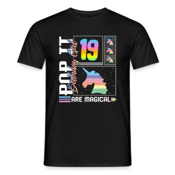 19. Geburtstag Girl Einhorn Süßes Tee, Pop Geburtstag - Männer T-Shirt - Schwarz - Vorne - AI Model Male 178 light (178cm)
