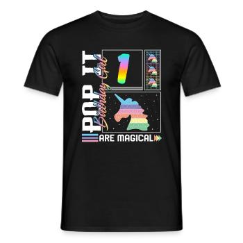 1er anniversaire Fille Licorne Mignon Tee, Pop Anniversaire - T-shirt homme - noir - Devant - AI Model Male 178 light (178cm)
