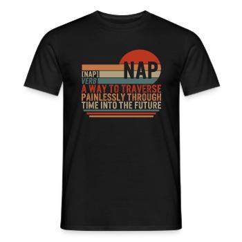 Chemise de sieste, Nap Verb Description Tee, Drôle - T-shirt homme - noir - Devant - AI Model Male 178 light (178cm)
