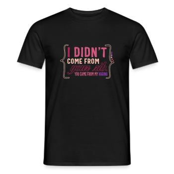 Chemise féministe, je ne suis pas venue de ton tee-shirt à côtes, - T-shirt homme - noir - Devant - AI Model Male 178 light (178cm)