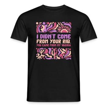 Chemise féministe, je ne suis pas venue de ton tee-shirt à côtes, - T-shirt homme - noir - Devant - AI Model Male 178 light (178cm)