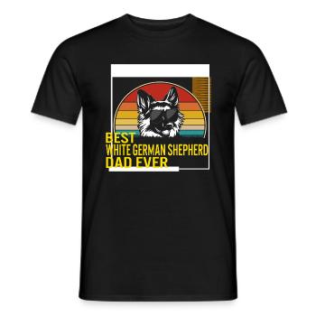 Best White German Shepherd Dad Ever T Shirt - Men's T-Shirt - black - Front - AI Model Male 178 light (178cm)