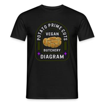 Chemise de légumes de pomme de terre, pomme de terre Prime Cuts Végétalien - T-shirt homme - noir - Devant - AI Model Male 178 light (178cm)