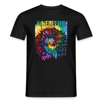 Juneteenth Shirt, Black Women Gift, Natural Hair - Men's T-Shirt - black - Front - AI Model Male 178 light (178cm)