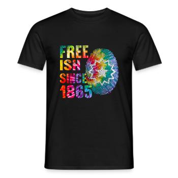 Juneteenth Flag Shirt, libre depuis 1865, - T-shirt homme - noir - Devant - AI Model Male 178 light (178cm)