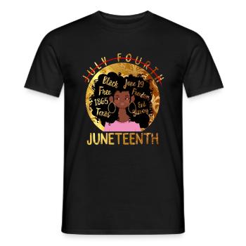 Juneteenth Shirt, Black Women Gift, Natural Hair - Men's T-Shirt - black - Front - AI Model Male 178 light (178cm)