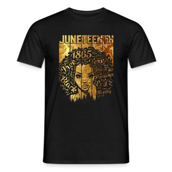 Juneteenth Shirt, Black Women Gift, Natural Hair - Men's T-Shirt - black - Front - AI Model Male 178 light (178cm)