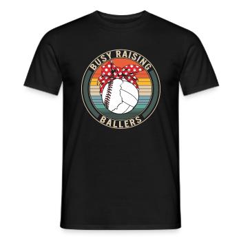 Chemise de volleyball de baseball, Busy Raising Ballers, - T-shirt homme - noir - Devant - AI Model Male 178 light (178cm)