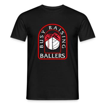 Chemise de volleyball de baseball, Busy Raising Ballers, - T-shirt homme - noir - Devant - AI Model Male 178 light (178cm)