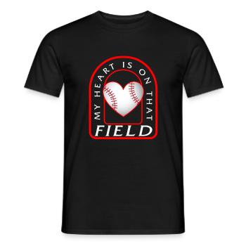 Maillot de baseball, mon cœur est sur le terrain, - T-shirt homme - noir - Devant - AI Model Male 178 light (178cm)