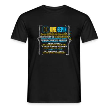 Sternzeichen-Shirt, Juni Zwillinge Sternzeichen Tee, - Männer T-Shirt - Schwarz - Vorne - AI Model Male 178 light (178cm)