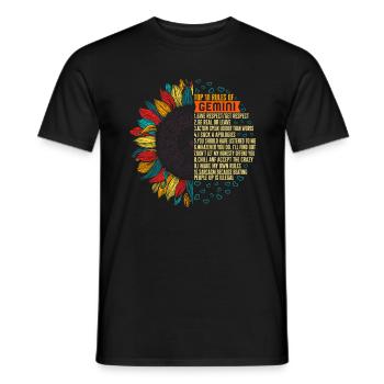 Chemise de signe du zodiaque, Top 10 des règles des Gémeaux - T-shirt homme - noir - Devant - AI Model Male 178 light (178cm)