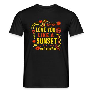 Positivity Shirt, Love You Like A Sunset Tee, - Männer T-Shirt - Schwarz - Vorne - AI Model Male 178 light (178cm)