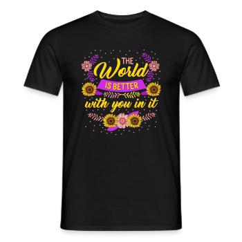 Positivity Shirt, Die Welt ist besser mit dir - Männer T-Shirt - Schwarz - Vorne - AI Model Male 178 light (178cm)