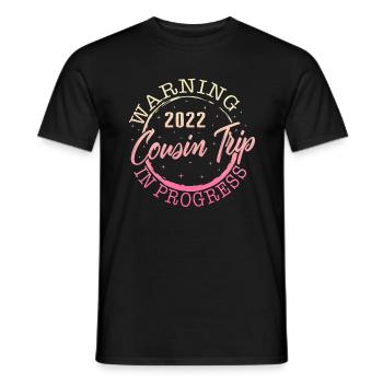 Chemise Cousin Trip 2022, Avertissement en cours, - T-shirt homme - noir - Devant - AI Model Male 178 light (178cm)