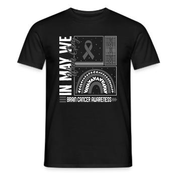 Brain Cancer Awareness Shirt, In May We Wear Grey - Men's T-Shirt - black - Front - AI Model Male 178 light (178cm)