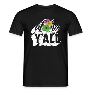 Beach Shirt, Aloha Y' All Floral Tee, Beach Lover - Men's T-Shirt - black - Front - AI Model Male 178 light (178cm)