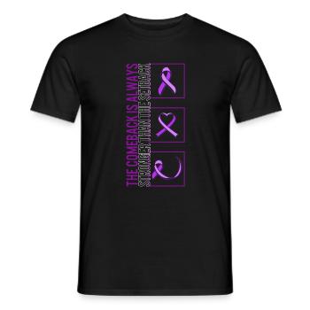 Testicular Cancer Shirt, Comeback Always Stronger - Men's T-Shirt - black - Front - AI Model Male 178 light (178cm)