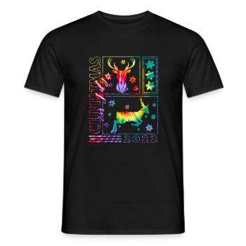 Chemise de Noël en juillet 2022, Merry Reindeer Snow - T-shirt homme - noir - Devant - AI Model Male 178 light (178cm)