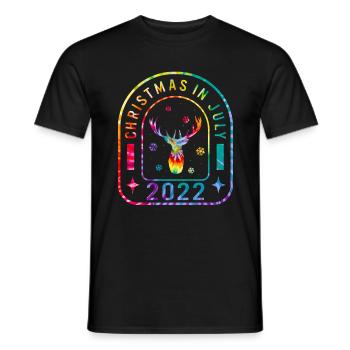 Chemise de Noël en juillet 2022, Merry Reindeer Snow - T-shirt homme - noir - Devant - AI Model Male 178 light (178cm)