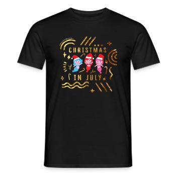 Weihnachten im Juli Hemd, Santa Mermaid Weihnachten - Männer T-Shirt - Schwarz - Vorne - AI Model Male 178 light (178cm)