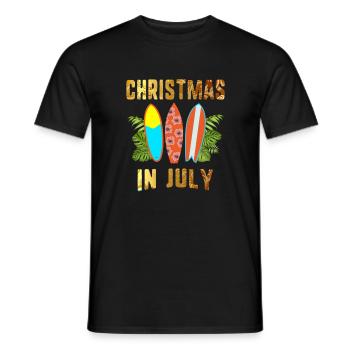 Christmas In July Surf Surfing Board Beach Hawaii - Men's T-Shirt - black - Front - AI Model Male 178 light (178cm)