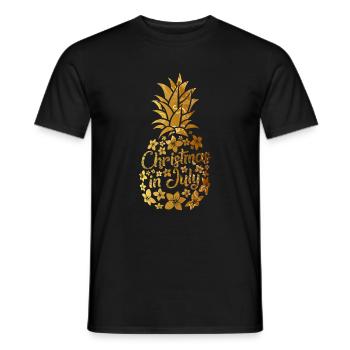 Christmas In July Colorful Pineapple Beach Summer - Men's T-Shirt - black - Front - AI Model Male 178 light (178cm)