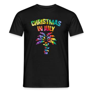 Christmas In July Beach Palm Xmas Tree Summer - Men's T-Shirt - black - Front - AI Model Male 178 light (178cm)