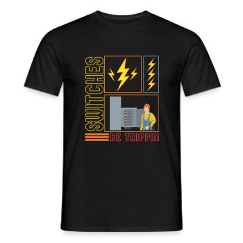 Chemise d’électricien, interrupteurs Be Trippin Electrical - T-shirt homme - noir - Devant - AI Model Male 178 light (178cm)