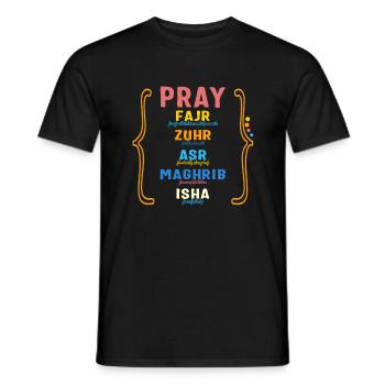 Bete Fajr Zuhr Asr Maghrib Isha Shirt, Muslim - Männer T-Shirt - Schwarz - Vorne - AI Model Male 178 light (178cm)