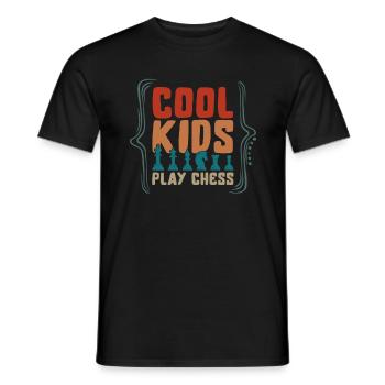 Chess Lover Shirt, Cool Kids Play Chess Board - Men's T-Shirt - black - Front - AI Model Male 178 light (178cm)