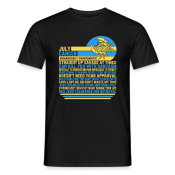July Cancer Facts Funny Zodiac Sign T Shirt - Men's T-Shirt - black - Front - AI Model Male 178 light (178cm)