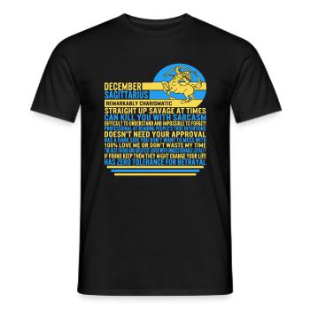 Dezember Schütze Fakten Lustiges Sternzeichen T - Männer T-Shirt - Schwarz - Vorne - AI Model Male 178 light (178cm)