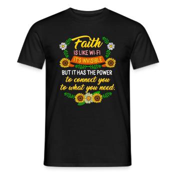 Faith Shirt, Faith est comme un tee-shirt floral Wi-Fi, - T-shirt homme - noir - Devant - AI Model Male 178 light (178cm)