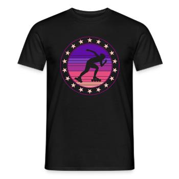 Rollschuh Shirt, Rollerblading Girl Retro, - Männer T-Shirt - Schwarz - Vorne - AI Model Male 178 light (178cm)