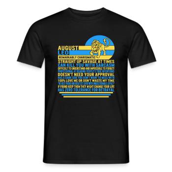 August Leo Facts Funny Zodiac Sign T Shirt - Men's T-Shirt - black - Front - AI Model Male 178 light (178cm)