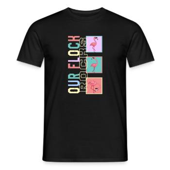 Muttertagshemd, Unsere Herde rockt Flamingo - Männer T-Shirt - Schwarz - Vorne - AI Model Male 178 light (178cm)